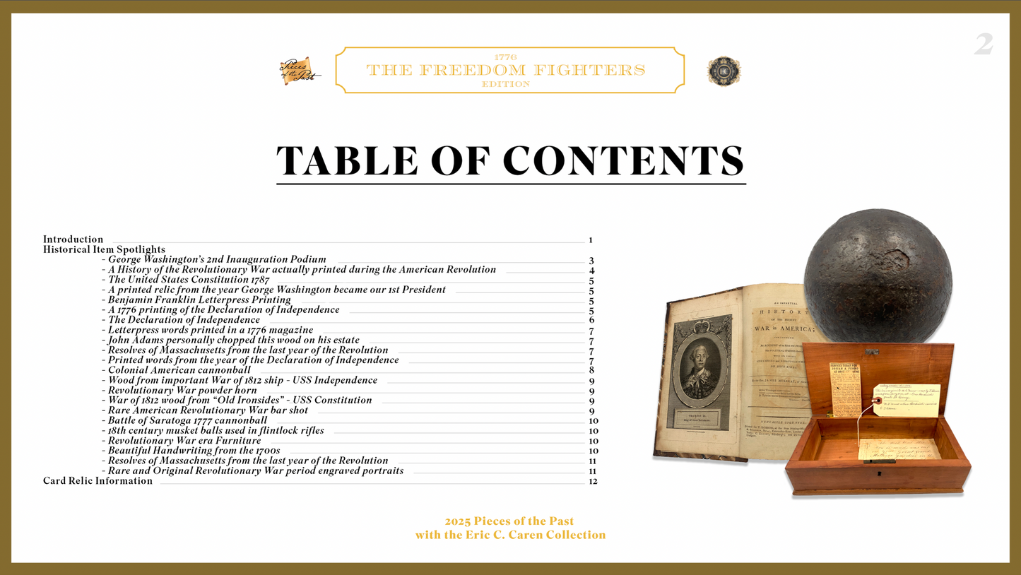 2025 Pieces of the Past 1776: The Freedom Fighters Edition - 5 Box Case - Eric C. Caren Collection - SRP $950