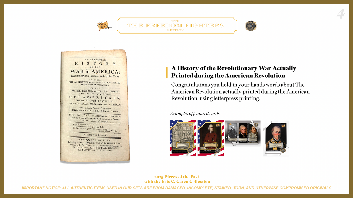 2025 Pieces of the Past 1776: The Freedom Fighters Edition - 5 Box Case - Eric C. Caren Collection - SRP $950