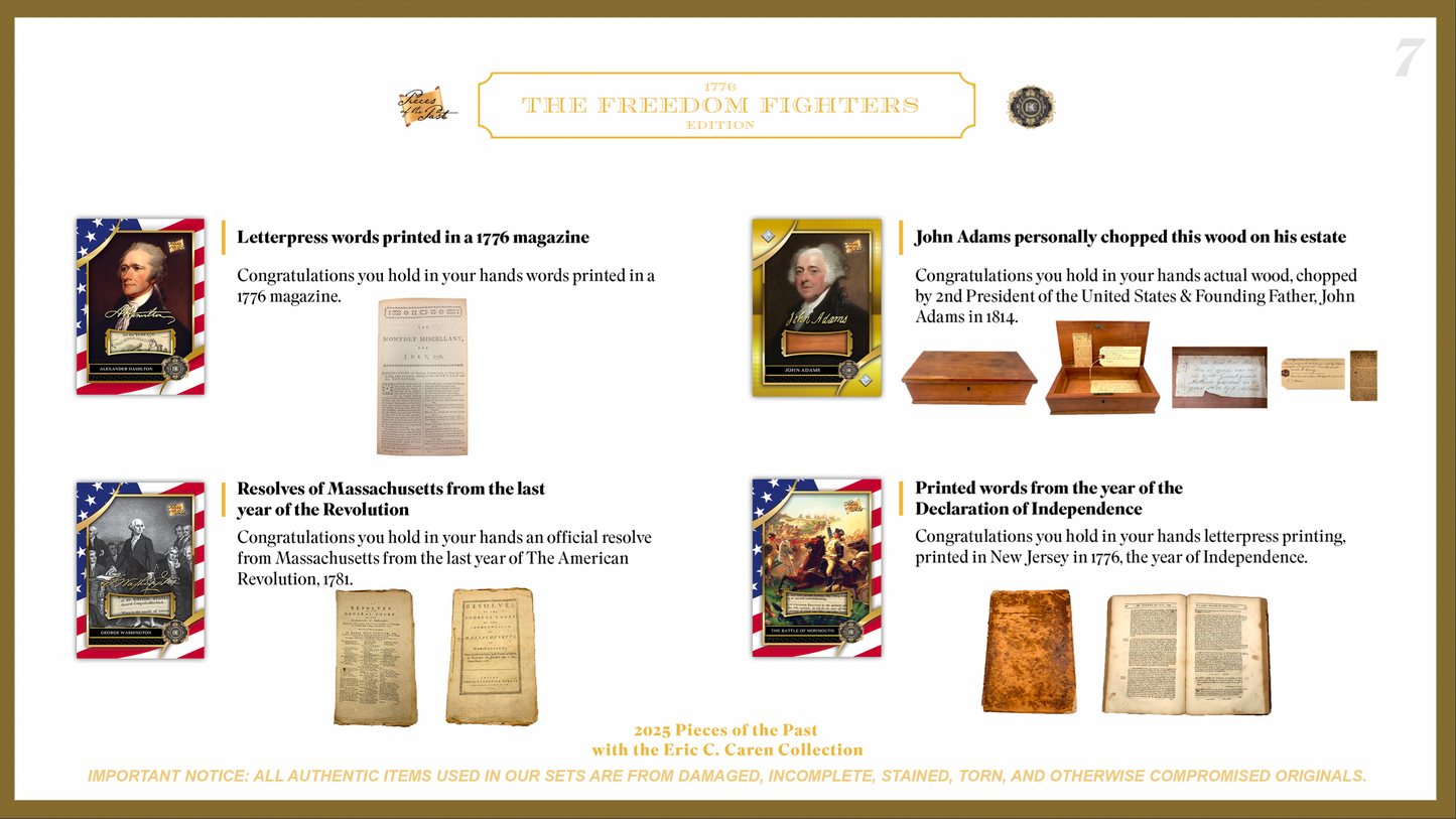 2025 Pieces of the Past 1776: The Freedom Fighters Edition - 5 Box Case - Eric C. Caren Collection - SRP $950