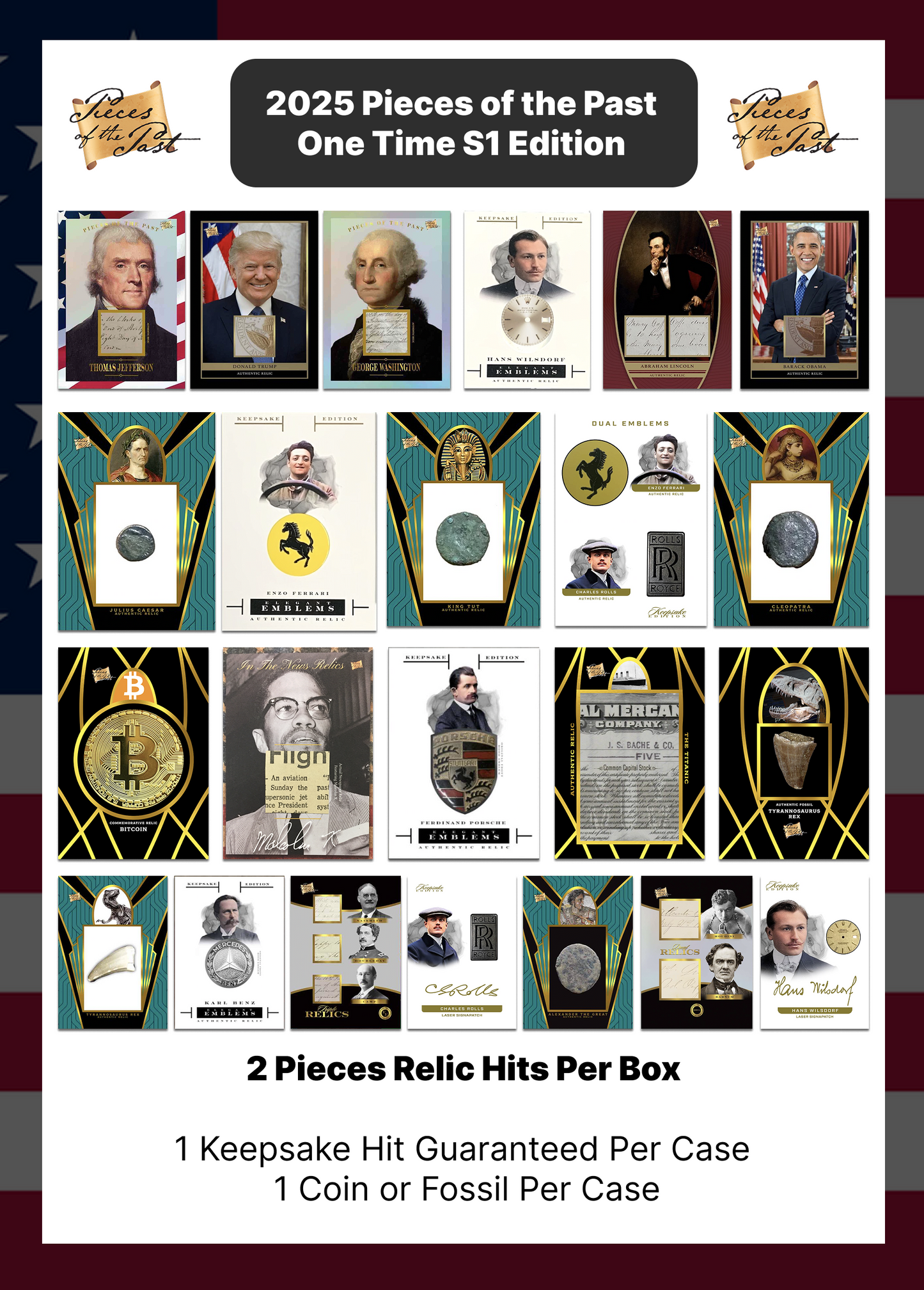2025 Pieces of the Past One Time S1 - 2 Hits Per Box - 10 Box Case - $499.95 SRP