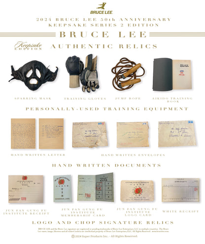 PRESALE SHIPS May 2025 - 2024 Bruce Lee 50th Anniversary Keepsake Series 2 Edition - 5 Box Case - $800 SRP