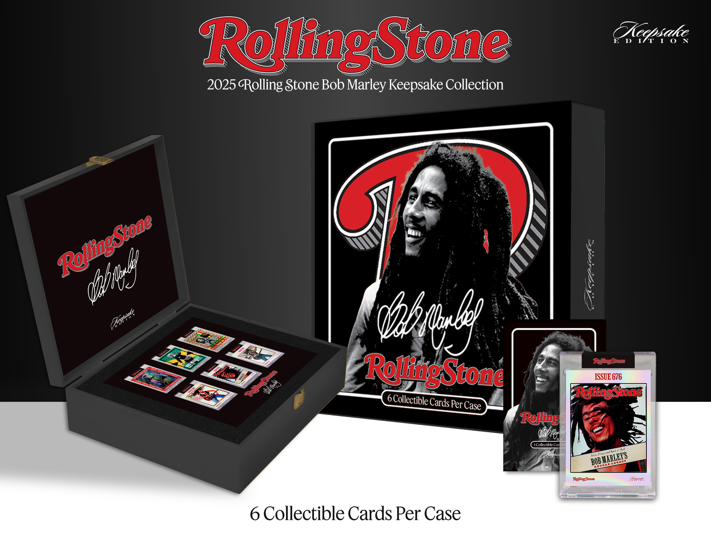2025 Rolling Stone Bob Marley™ Keepsake Premiere Edition 6 Box Case - Wooden Display Box