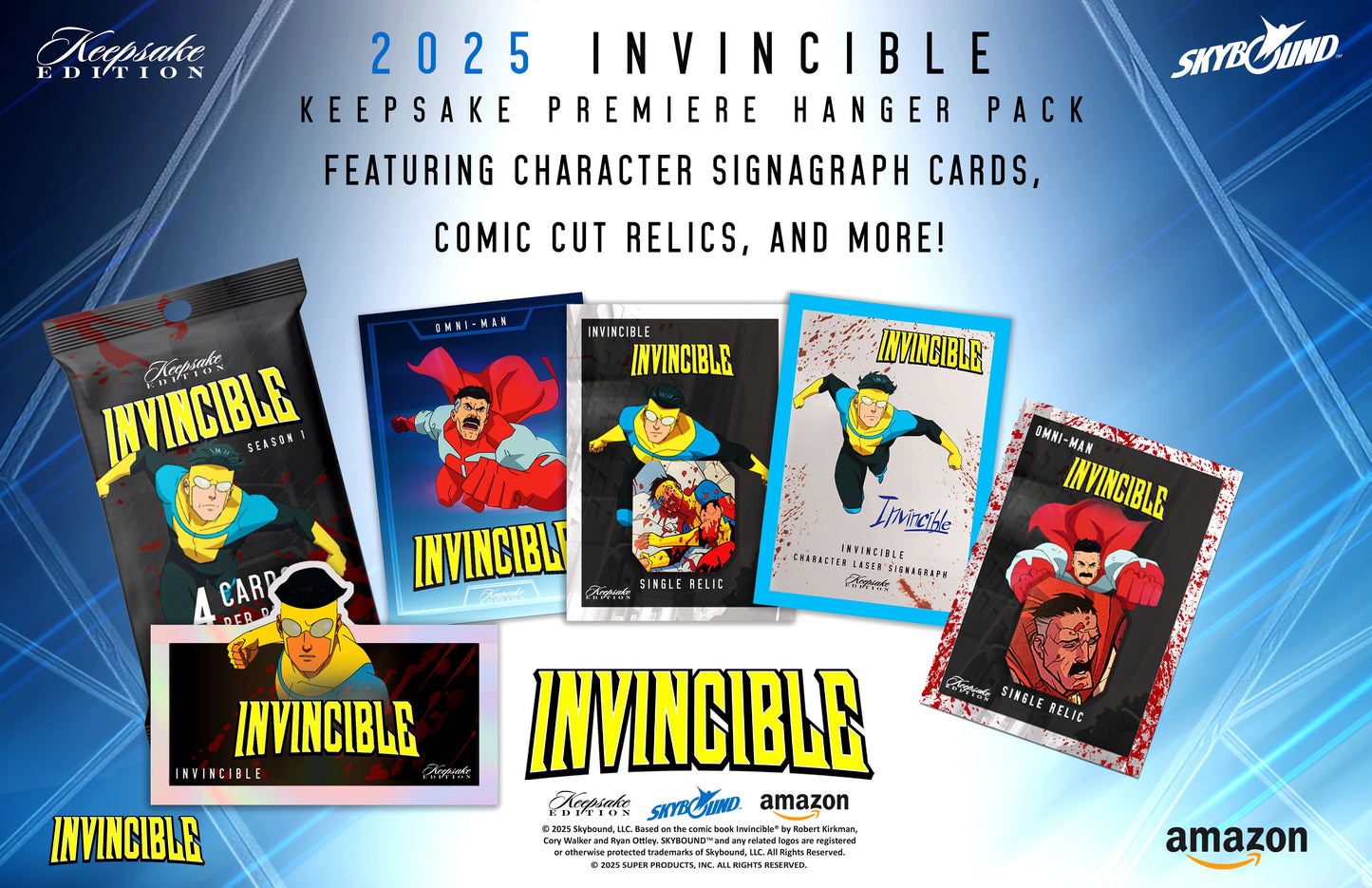2025 Invincible Season 1 Keepsake Premiere Hanger Pack Box - 100 Packs Per Box - $599.95 SRP