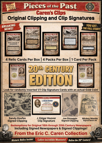 2026 Pieces of the Past Caren's Clips 20th Century Edition - 10 Box Case $499.95 SRP